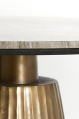 Round Marble Dining Table with Antique Bronze Base - Taupe Finish