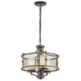 Aged Wood and Iron Gothic Rustic Chandelier with Three Lights