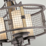 Aged Wood and Iron Gothic Rustic Chandelier with Three Lights