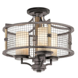 Aged Wood and Iron Gothic Rustic Chandelier with Three Lights