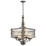 Ahrendale Rustic Gothic Aged Wood and Iron 4-Light Ceiling Fixture