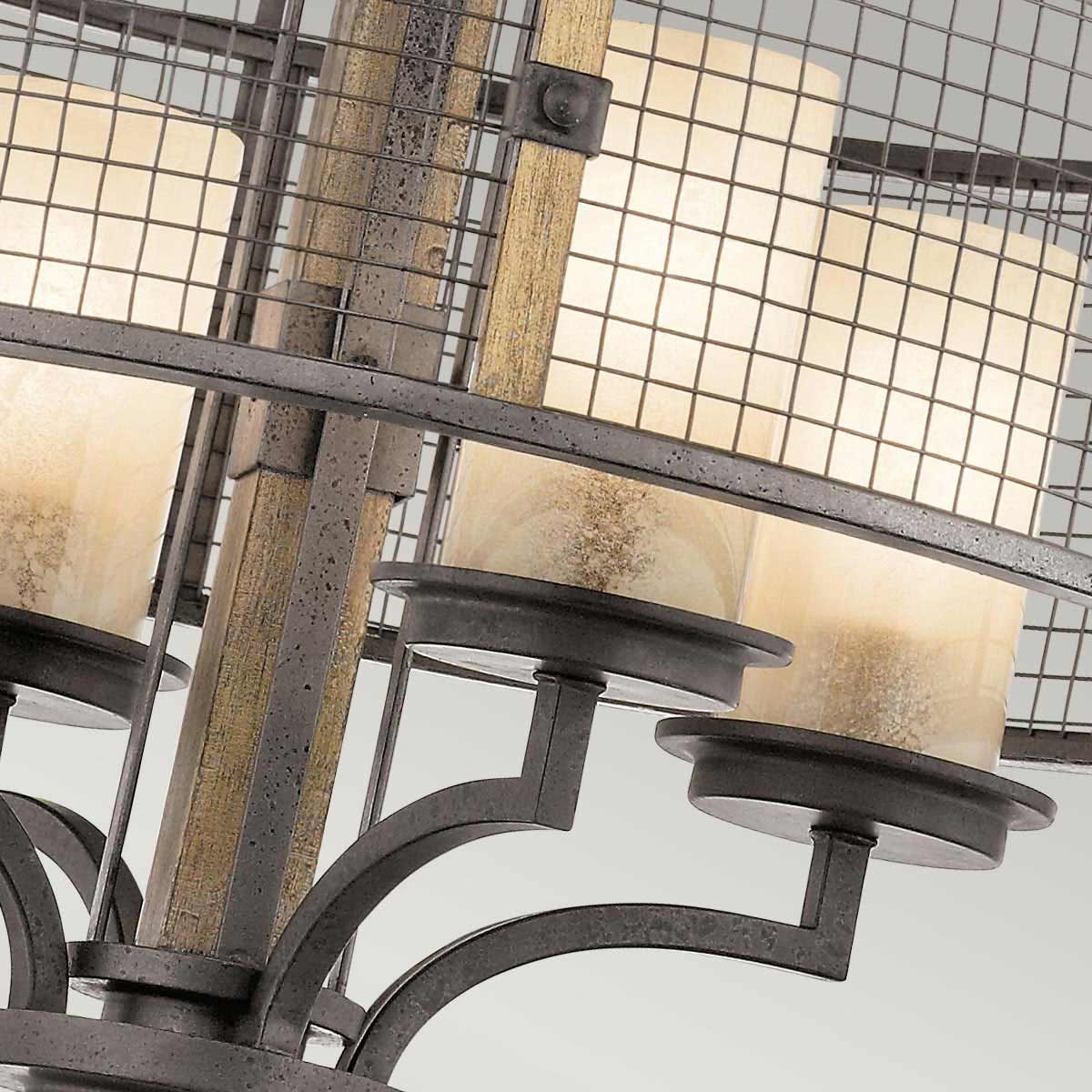 Ahrendale Rustic Gothic Aged Wood and Iron 4-Light Ceiling Fixture