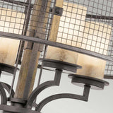 Ahrendale Rustic Gothic Aged Wood and Iron 4-Light Ceiling Fixture
