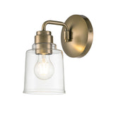 Aivian Industrial Weathered Brass Wall Sconce with Tapered Glass Shade