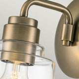 Aivian Industrial Weathered Brass Wall Sconce with Tapered Glass Shade