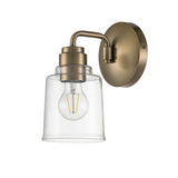 Aivian Industrial Weathered Brass Wall Sconce with Tapered Glass Shade