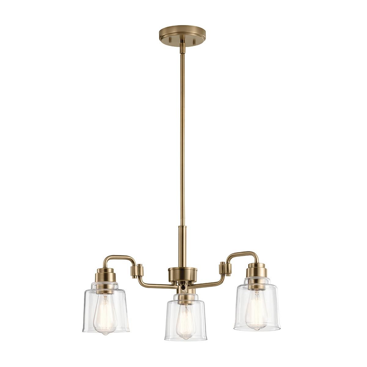 Aivian Industrial Brass Chandelier with Tapered Glass Shades