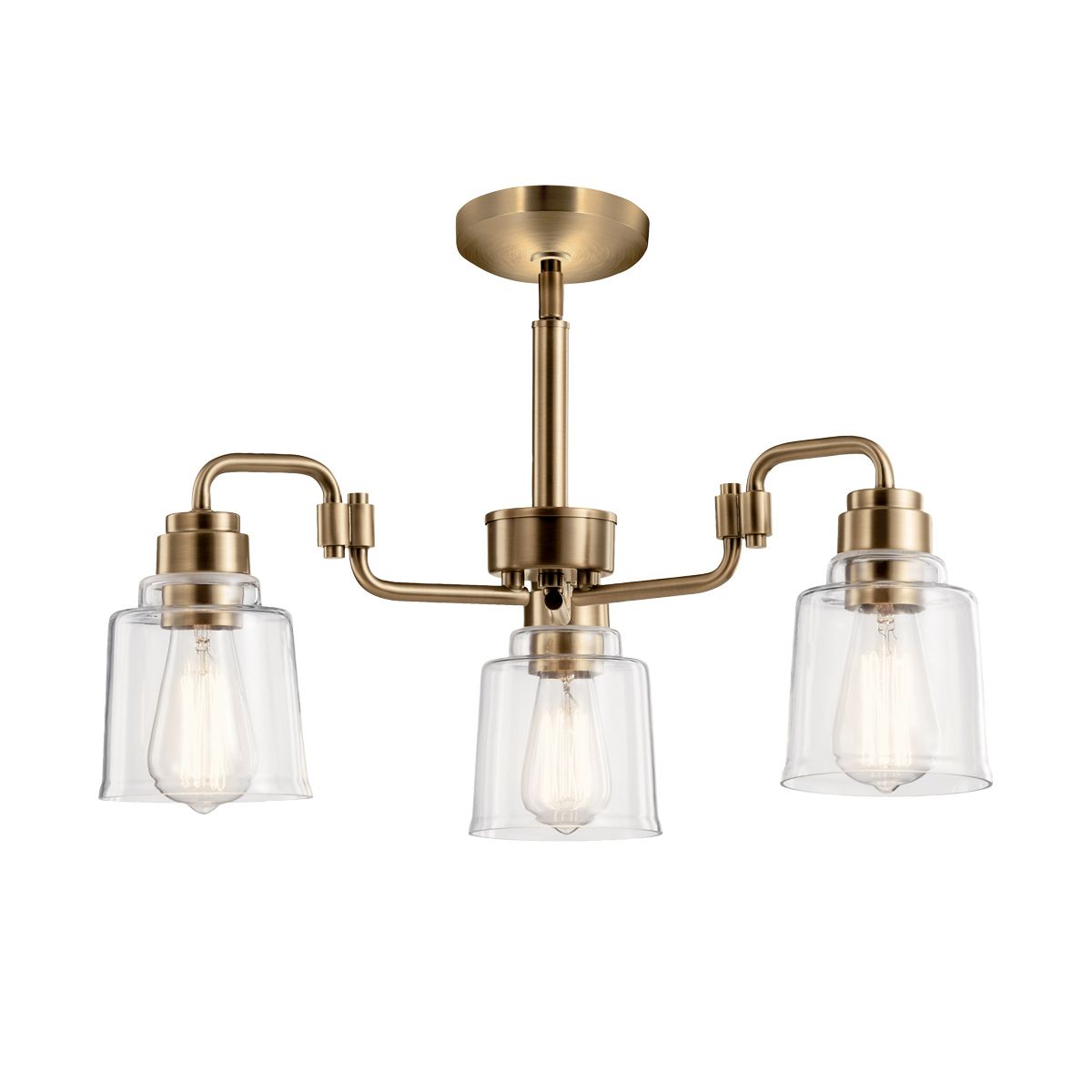 Aivian Industrial Brass Chandelier with Tapered Glass Shades