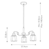 Aivian Industrial Brass Chandelier with Tapered Glass Shades