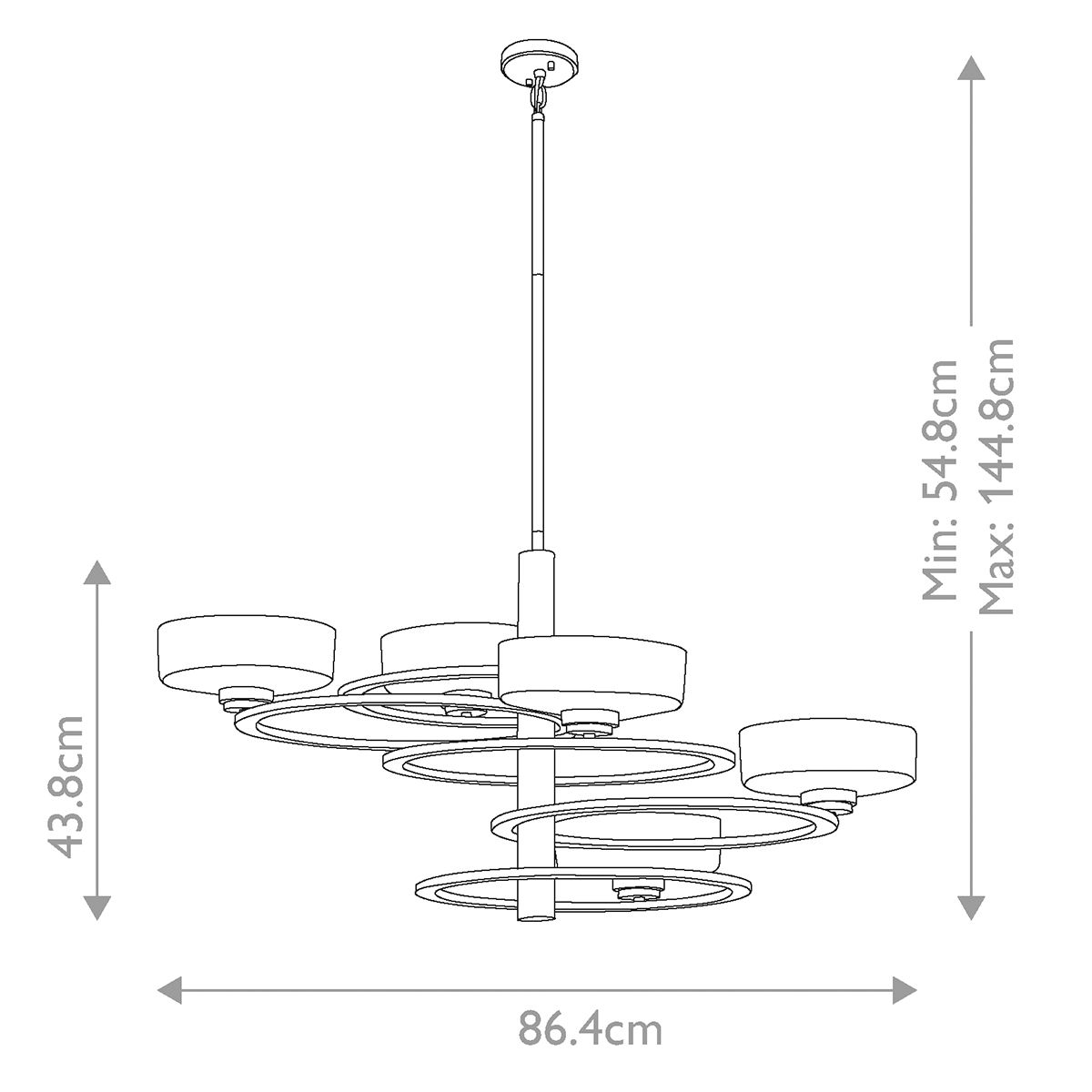 Aleeka Celestial Orbit 5-Globe Nickel Chandelier