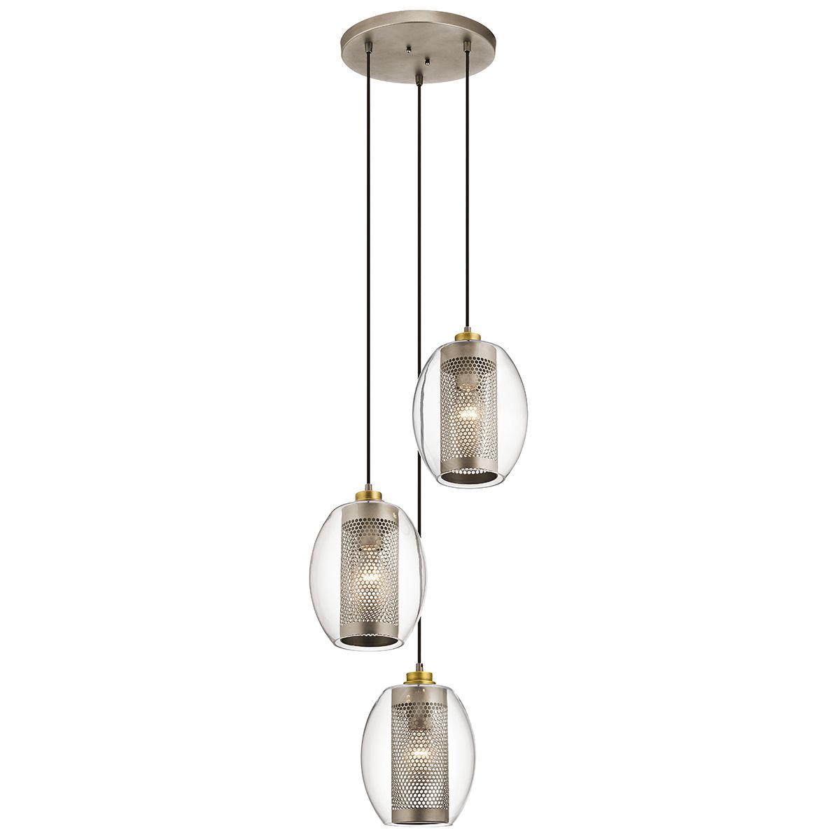Asher 3 Light Pendant Circle Antique Pewter
