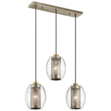 Asher 3 Light Pendant Rectangle Antique Pewter