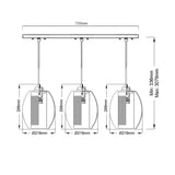 Asher 3 Light Pendant Rectangle Antique Pewter