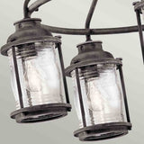 Ashland Bay 5-Light Outdoor Chandelier in Weathered Zinc with Seeded Glass