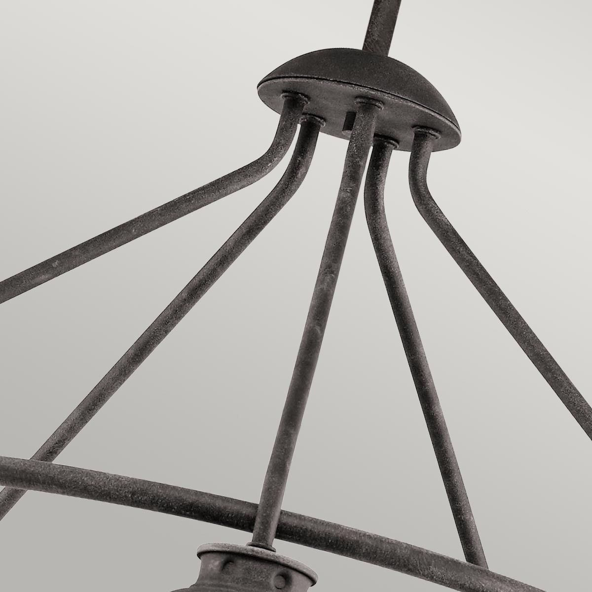 Ashland Bay 5-Light Outdoor Chandelier in Weathered Zinc with Seeded Glass
