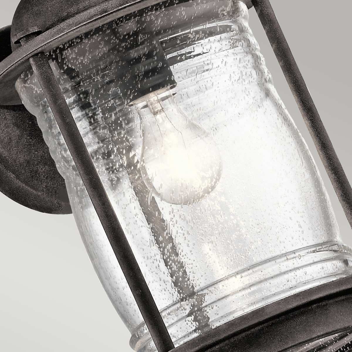 Ashland Bay Weathered Zinc Wall Lantern - Colonial Charm with Seeded Glass