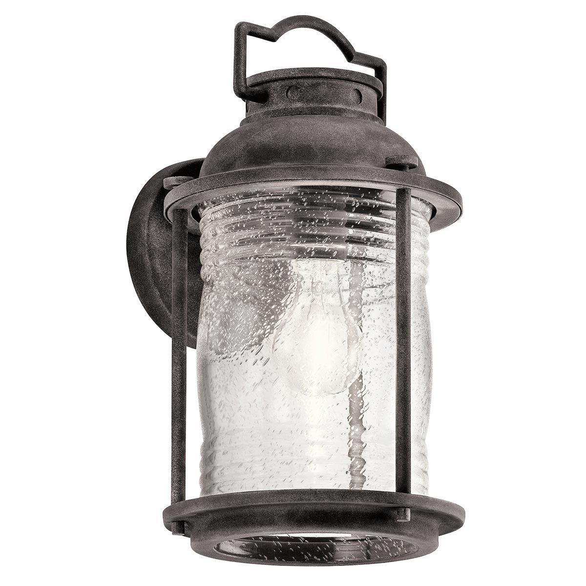 Ashland Bay Vintage-Style Wall Lantern with Seeded Glass