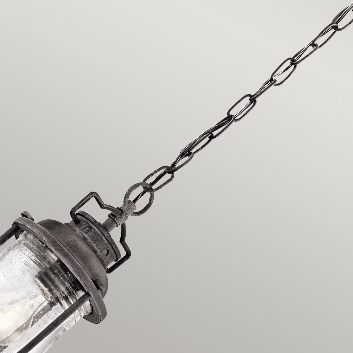 Ashland Bay Classic Outdoor Chain Lantern - Weathered Zinc Finish