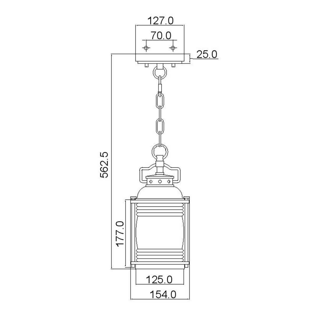 Ashland Bay Classic Outdoor Chain Lantern - Weathered Zinc Finish