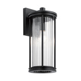 Elegant Black Outdoor Wall Lantern with Clear Ribbed Glass