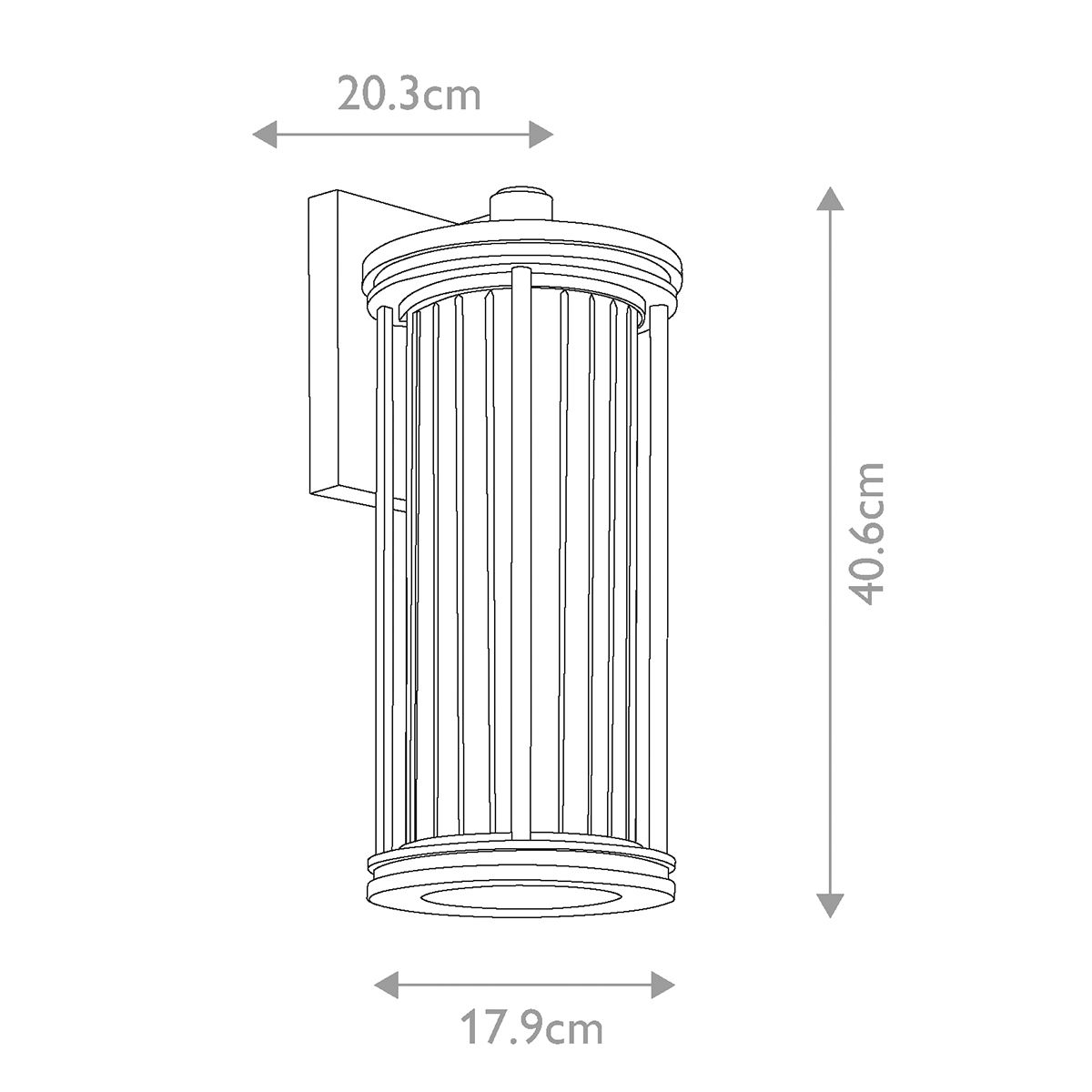 Elegant Black Outdoor Wall Lantern with Clear Ribbed Glass
