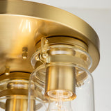 Brinley Trio Vintage Flush Ceiling Light in Brushed Brass