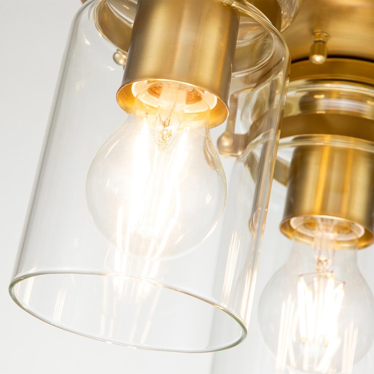 Brinley Trio Vintage Flush Ceiling Light in Brushed Brass