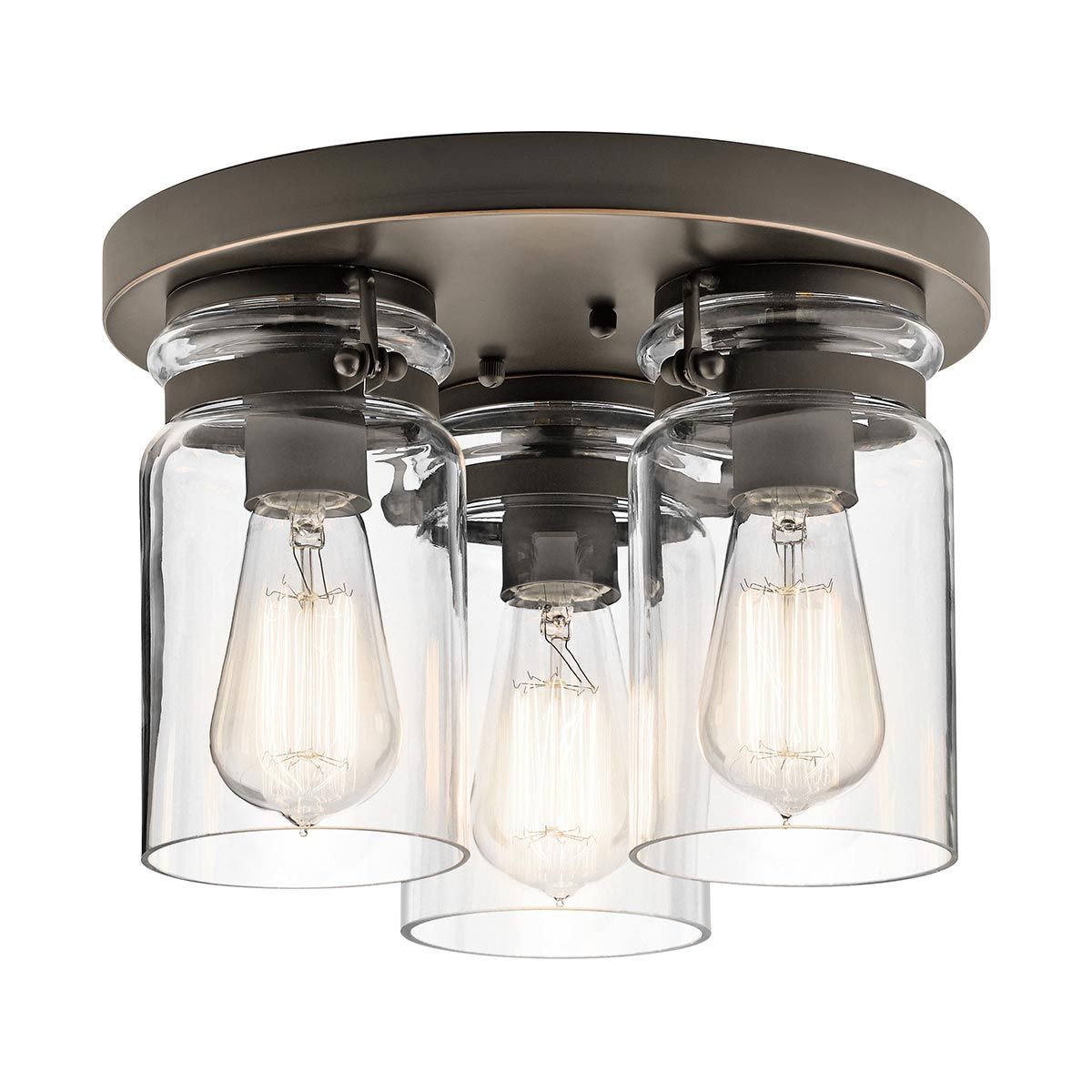 Brinley Olde Bronze 3-Light Flush Mount Ceiling Fixture