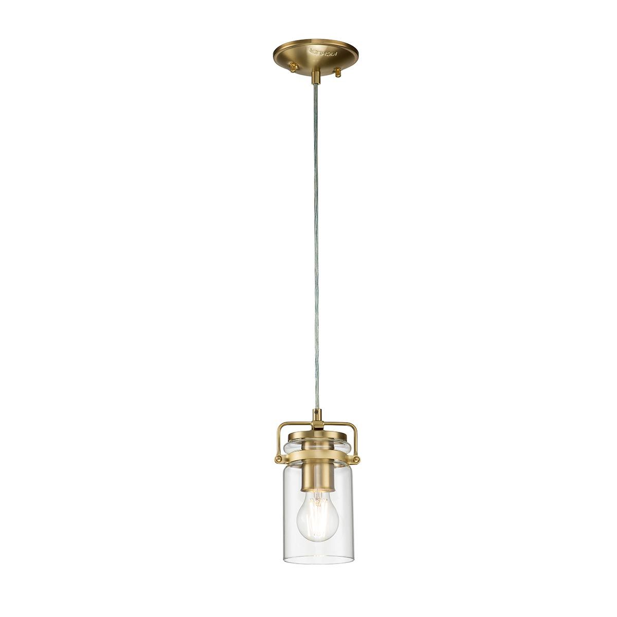 Brinley One-Light Vintage Mason Jar Pendant in Brushed Brass