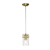 Brinley One-Light Vintage Mason Jar Pendant in Brushed Brass