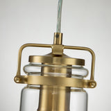 Brinley One-Light Vintage Mason Jar Pendant in Brushed Brass