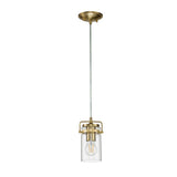 Brinley One-Light Vintage Mason Jar Pendant in Brushed Brass