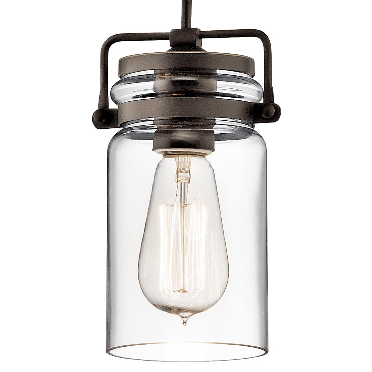 Brinley Vintage Mason Jar Pendant Light in Olde Bronze Finish