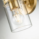 Brinley Vintage Brushed Brass Wall Light with Clear Glass Shade