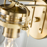 Brinley Vintage Brushed Brass Wall Light with Clear Glass Shade