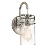 Brinley Brushed Nickel Vintage Mason Jar Wall Sconce