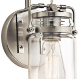 Brinley Brushed Nickel Vintage Mason Jar Wall Sconce