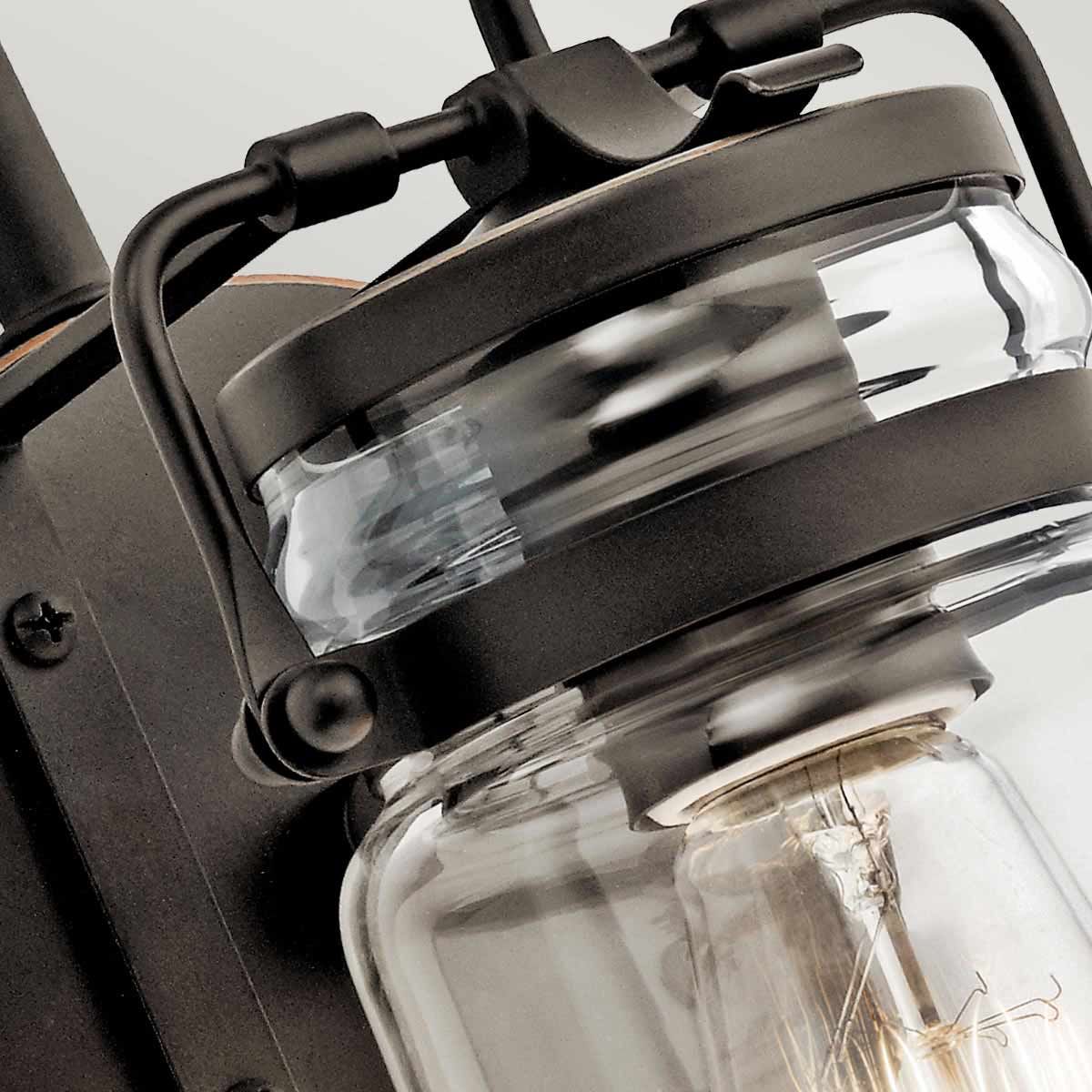 Brinley Rustic Mason Jar Wall Sconce in Olde Bronze Finish