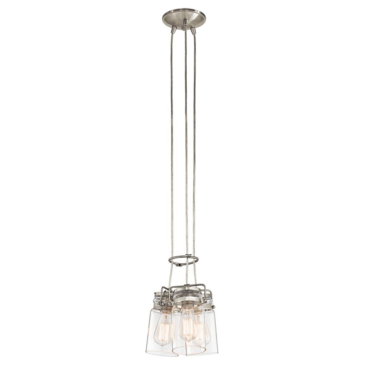 Brinley 3-Light Rustic Brushed Nickel Pendant Fixture