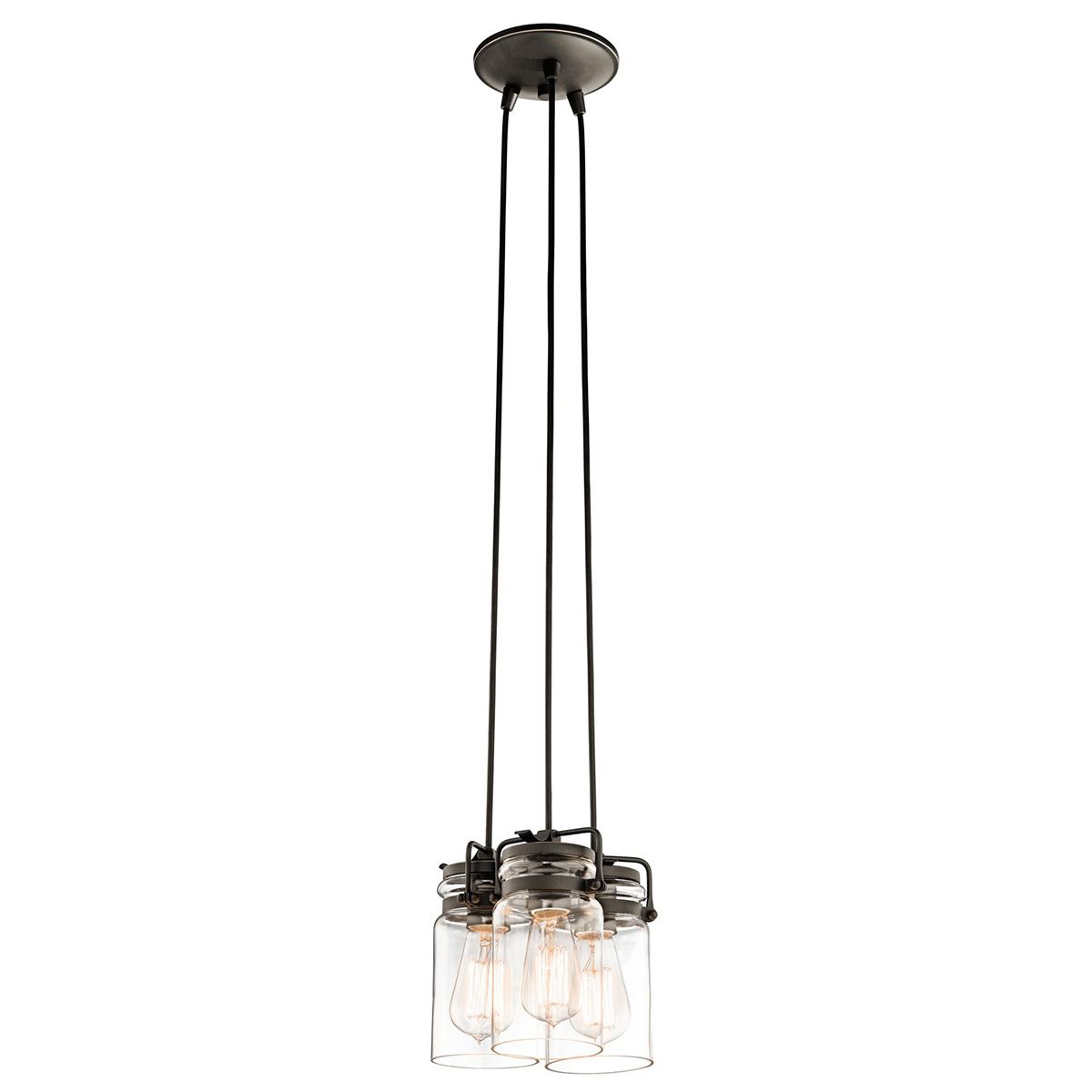 Brinley Rustic Mason Jar Pendant Light Cluster