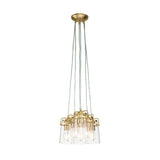 Brinley Vintage 6-Light Cluster Pendant in Brushed Brass