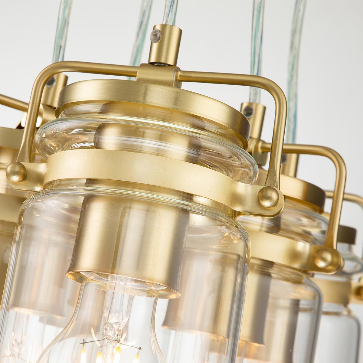 Brinley Vintage 6-Light Cluster Pendant in Brushed Brass
