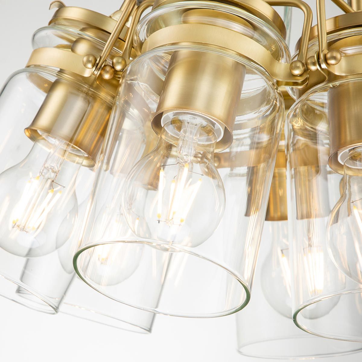 Brinley Vintage 6-Light Cluster Pendant in Brushed Brass