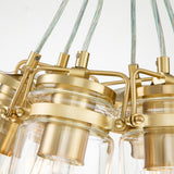 Brinley Vintage 6-Light Cluster Pendant in Brushed Brass