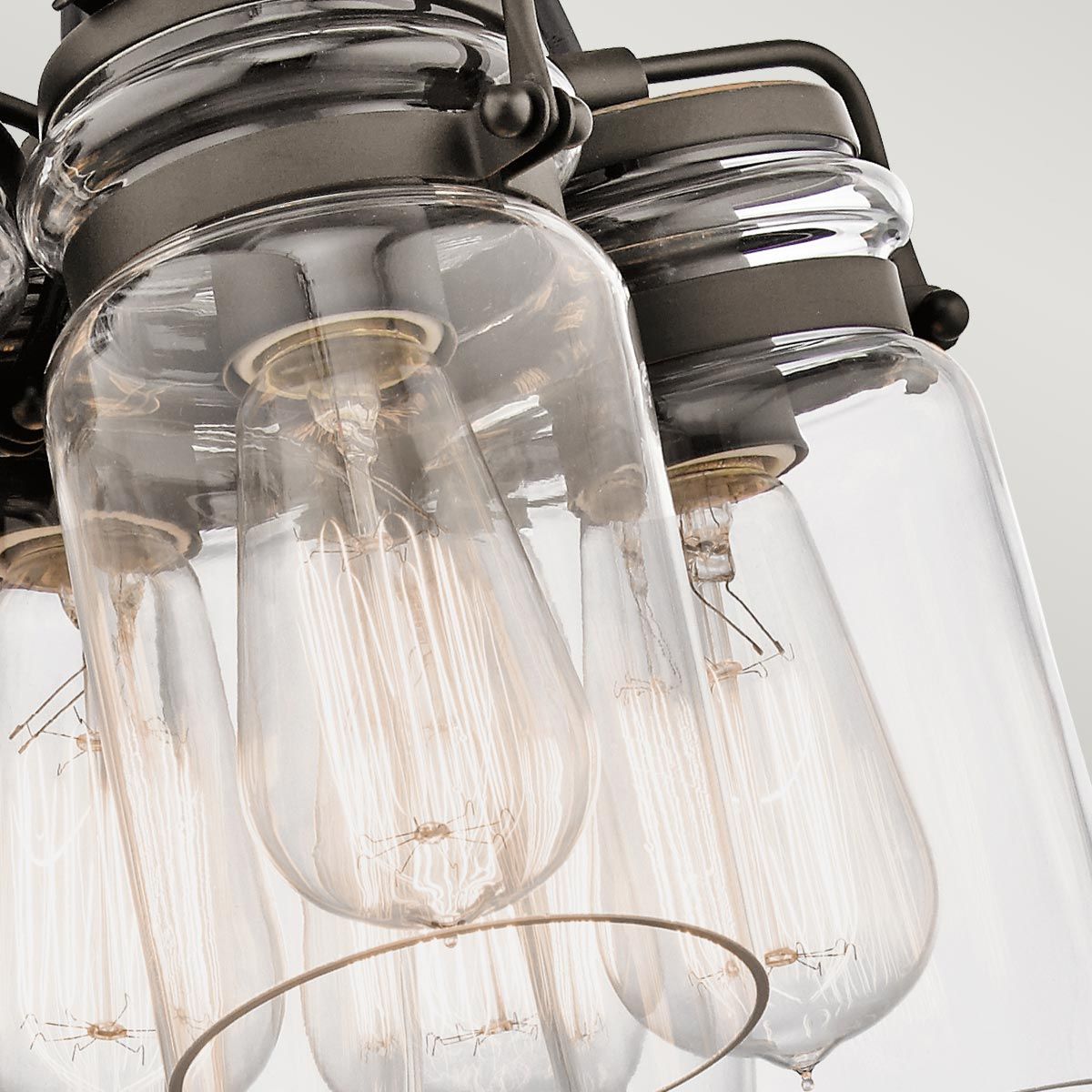 Brinley Vintage 6-Light Mason Jar Pendant Chandelier in Olde Bronze
