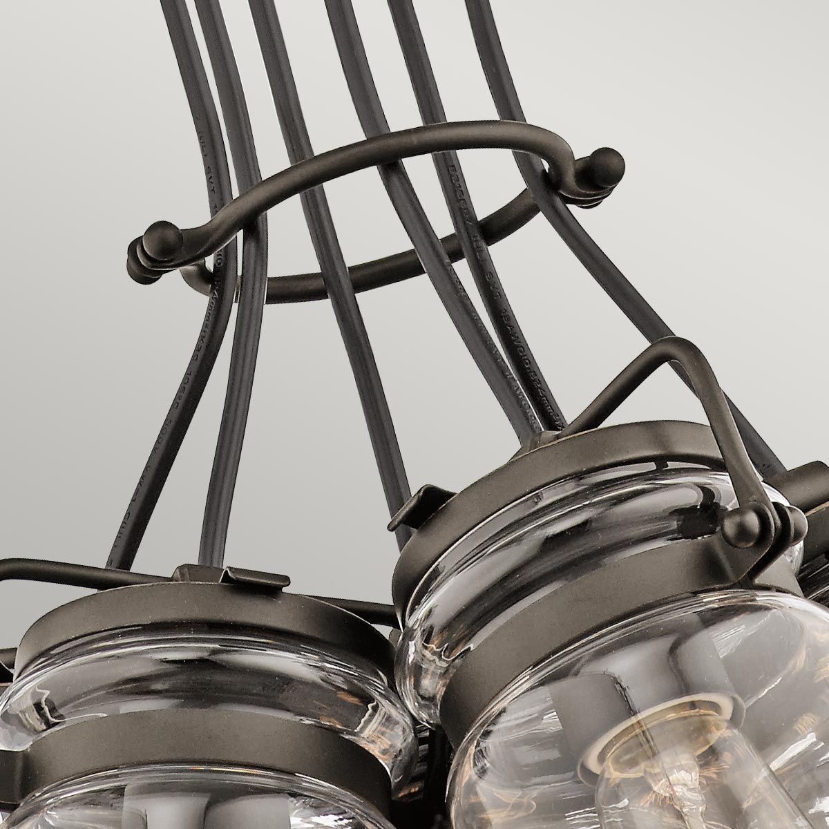 Brinley Vintage 6-Light Mason Jar Pendant Chandelier in Olde Bronze