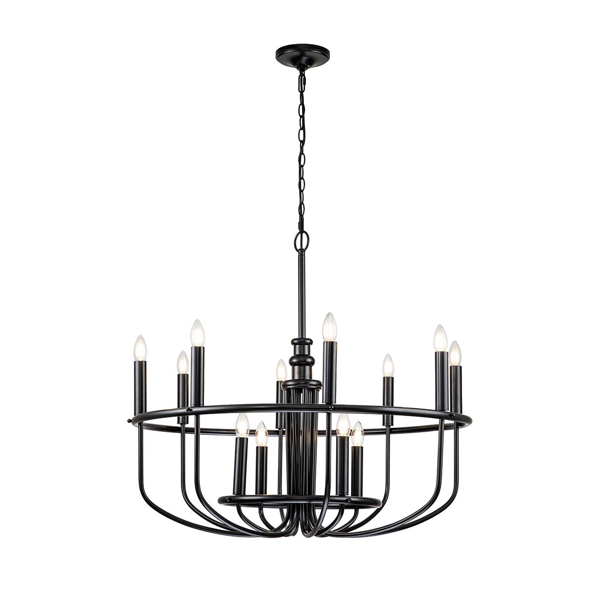 Capitol Hill 12lt Chandelier Black