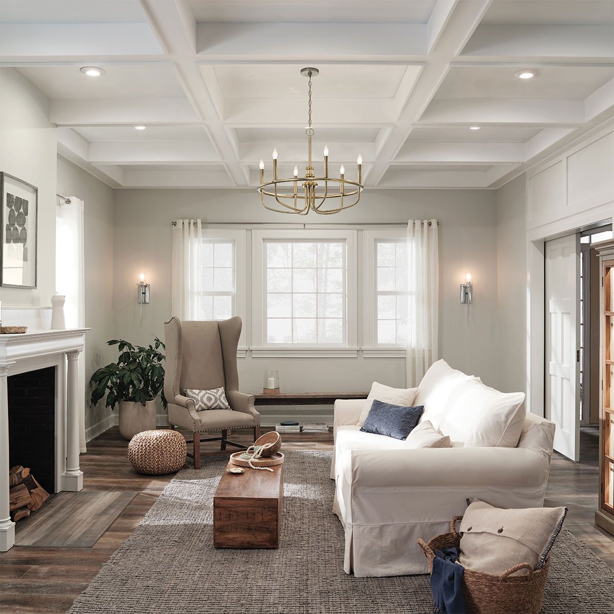 Capitol Hill 6lt Chandelier Painted Natural Brass