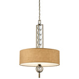 Celestial Harmony: Oriental Drum Shade Pendant Light in Cambridge Bronze