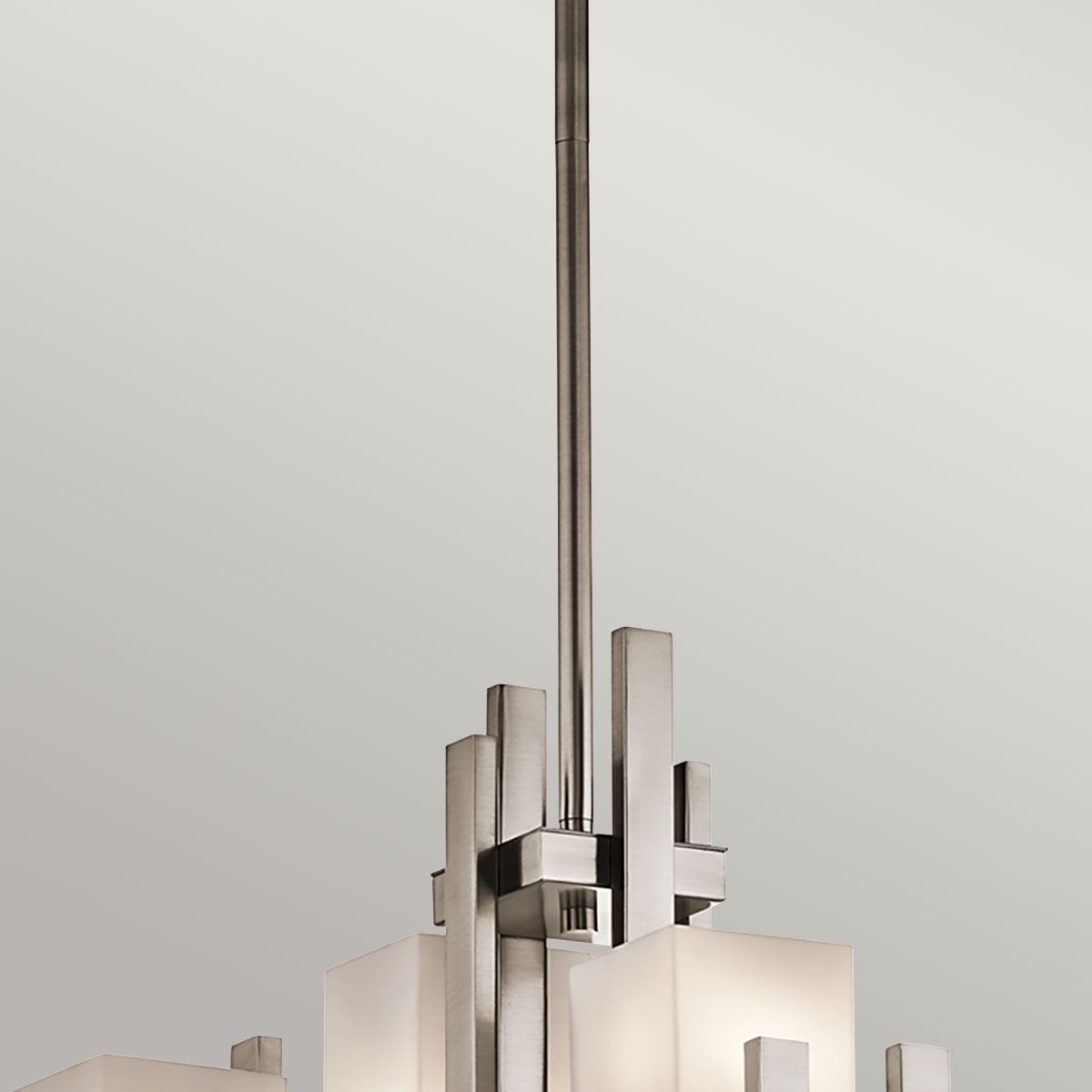 Modern Urban Elegance: Nickel Art Deco 7-Light Cluster Chandelier